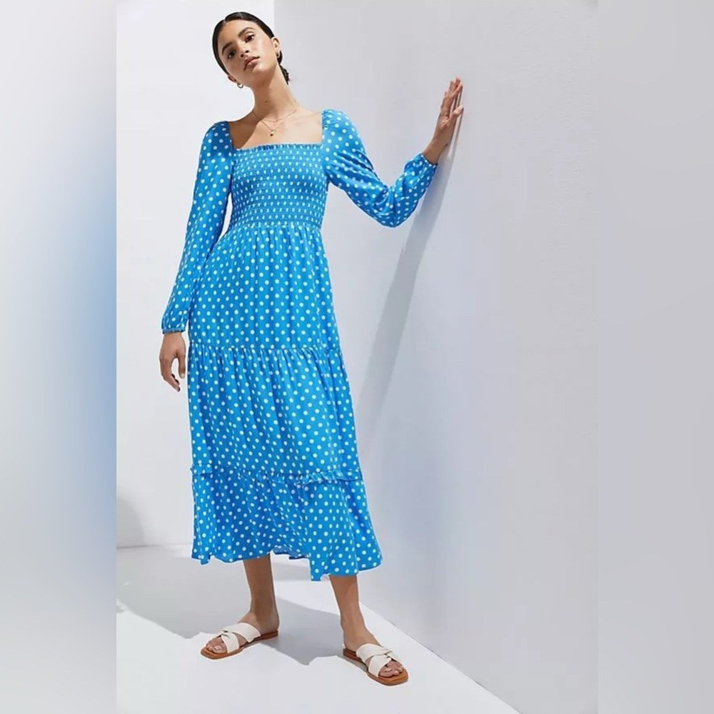 Anthropologie Dolan Blue Polka Dot Maxi Dress NWT
